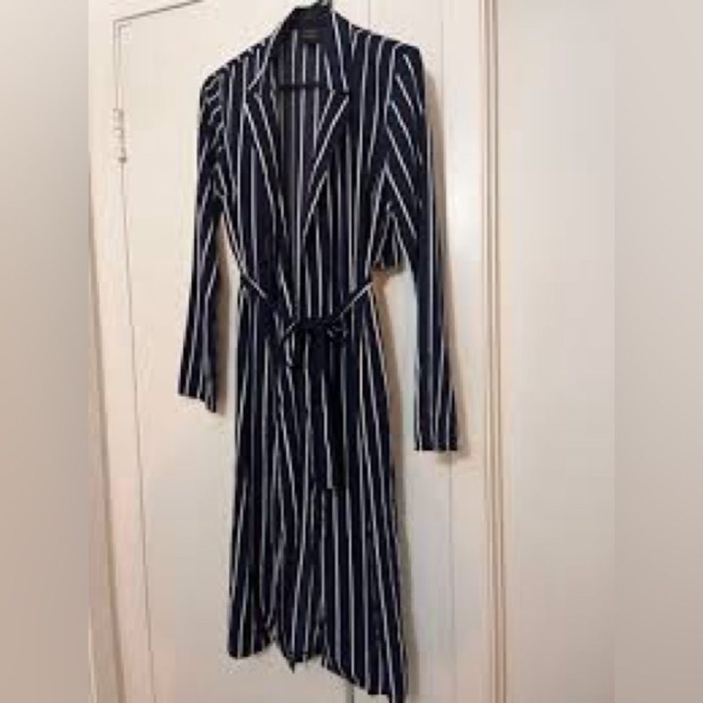 Forever 21 Blue White Striped Duster Wrap Dress Size M